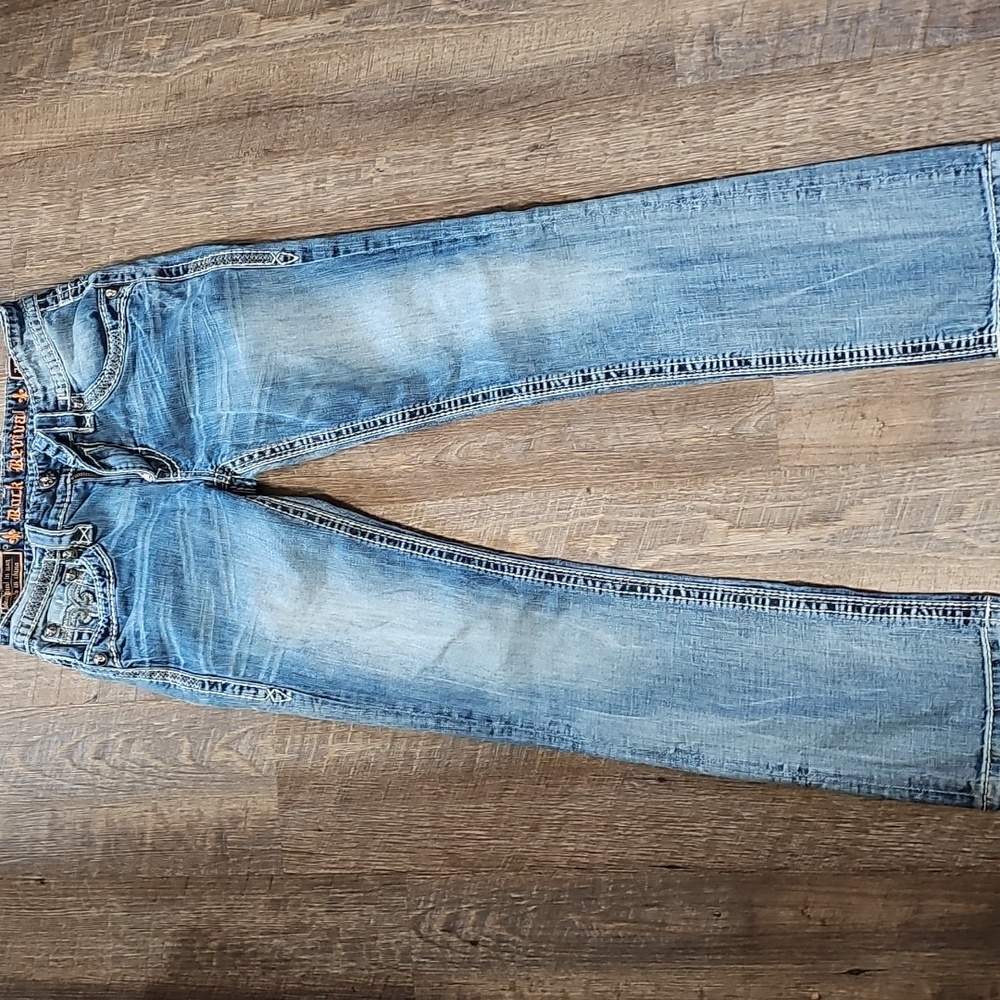 Rock Revival Blue Denim Jeans with Orange Accents